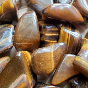 Tumbled gold tigers eye gemstones