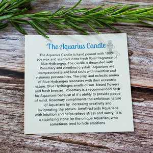 Description of Aquarius zodiac candle