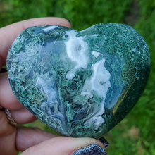Load image into Gallery viewer, Moss Agate carved gemstone heart
