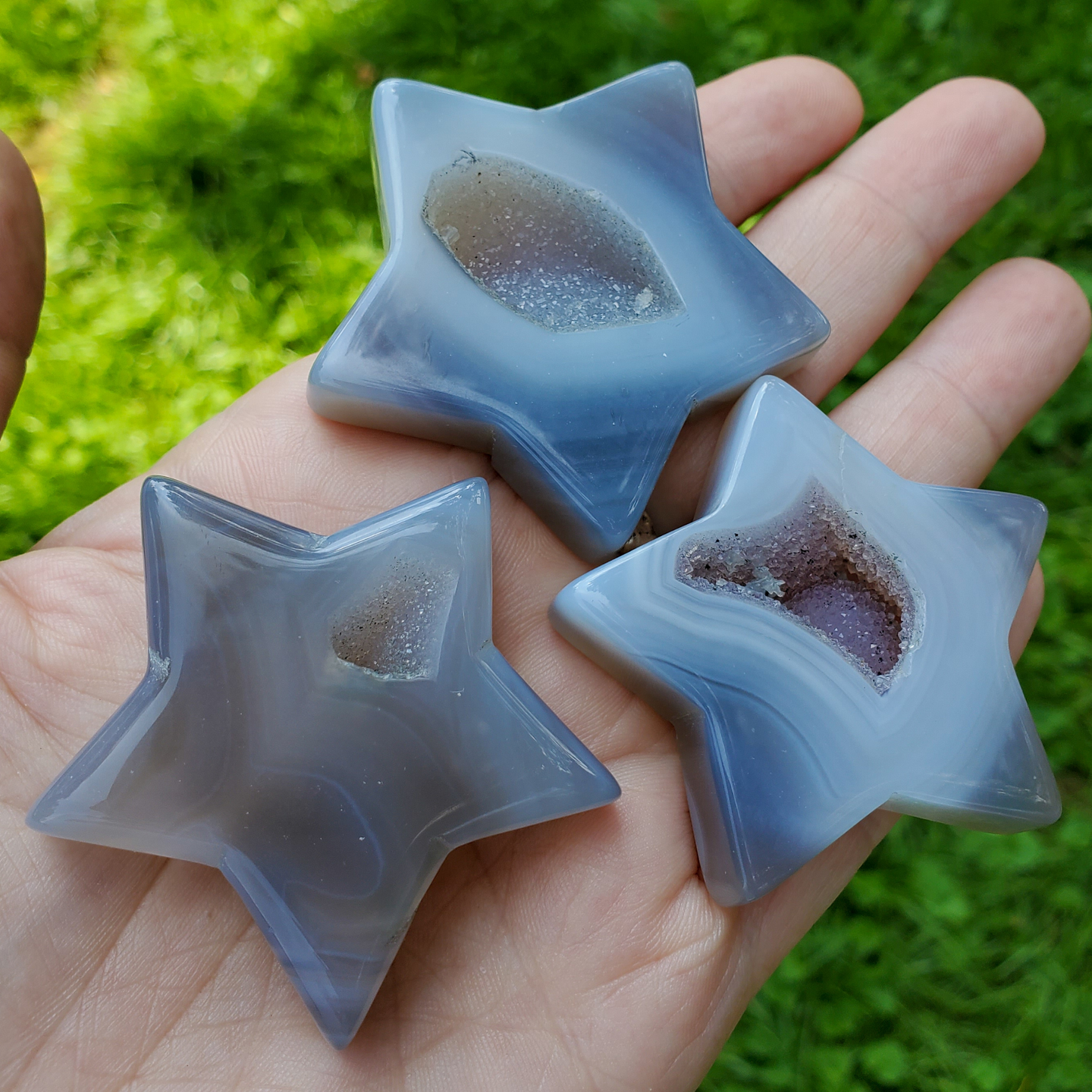 Agate geode star carving