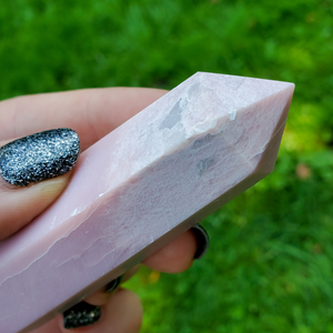 Carved pink opal gemstone points 