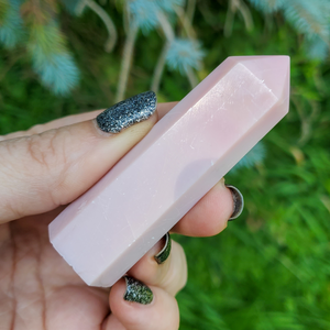 Pink Opal gemstone point 