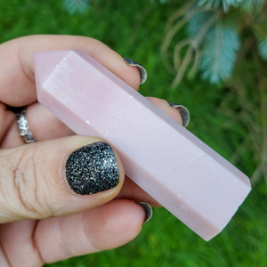 Carved pink opal gemstone points 