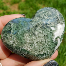 Load image into Gallery viewer, Moss Agate Carved Gemstone Heart 
