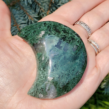 Load image into Gallery viewer, Moss Agate Carved Gemstone moon 

