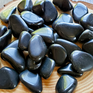Black Obsidian Tumbled Gemstones - 0.5-1.5 inch