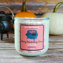 Load image into Gallery viewer, Hand poured soy wax candle for Halloween with crystals
