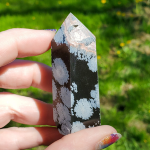 Ethically mined Snowflake Obsidian tower