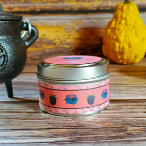 Berry Bewitching Brew hand poured soy wax candle with glitter and crystals