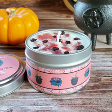 Load image into Gallery viewer, Berry Bewitching Brew hand poured soy wax candle for halloween
