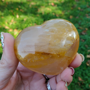Golden healer quartz carved crystal heart