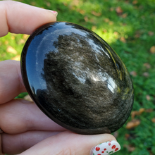 Load image into Gallery viewer, Silver obsidian palm stone
