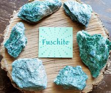 Load image into Gallery viewer, natural green fuschite crystals, ethically sourced from licensed mines
