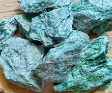 Load image into Gallery viewer, natural green fuschite crystals, ethically sourced from licensed mines
