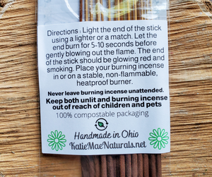 Hand dipped incense sticks burning directions