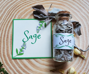 Sage mini Apothecary herb bottles 
