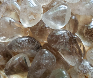 smoky quartz crystals, tumbled gemstones