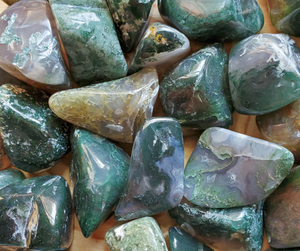 Moss Agate tumbled gemstones, ethically sourced crystals