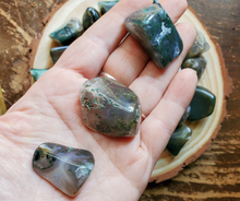 Load image into Gallery viewer, moss agate tumbled gemstones, ethical gemstones
