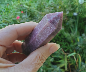 Purple Lepidolite gemstone point, lepidolite crystal tower