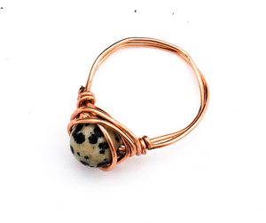Dalmatian Jasper Wire Wrapped Ring - made to order