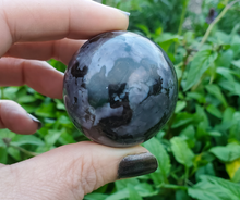Load image into Gallery viewer, Indigo Gabbro, Mystic Merlinite 40 mm sphere 
