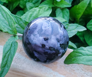 Indigo Gabbro, Mystic Merlinite 40 mm sphere 