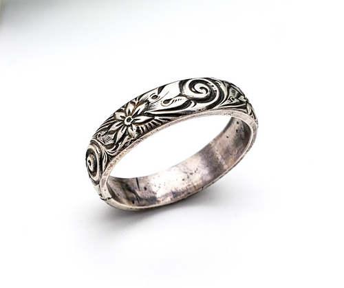 Sterling Silver floral pattern ring