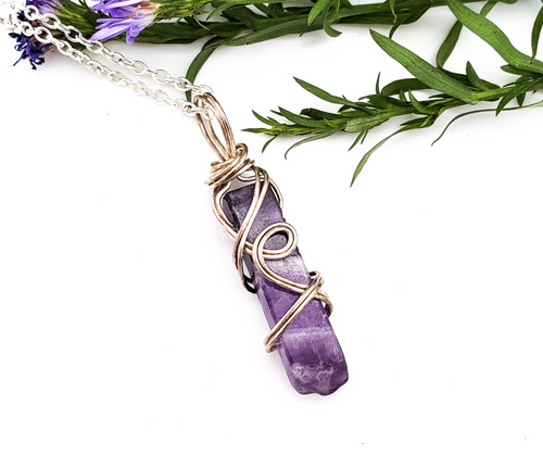 Wire wrapped Amethyst necklace