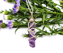 Load image into Gallery viewer, Wire wrapped Amethyst necklace

