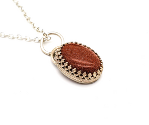 Goldstone and Sterling Silver Pendant
