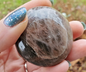 Polished black moonstone