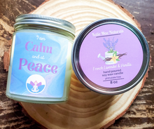 Load image into Gallery viewer, Intention candle, eco friendly soy wax candle with amethyst crystals

