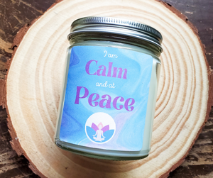 Positive affirmation candle with amethyst crystals