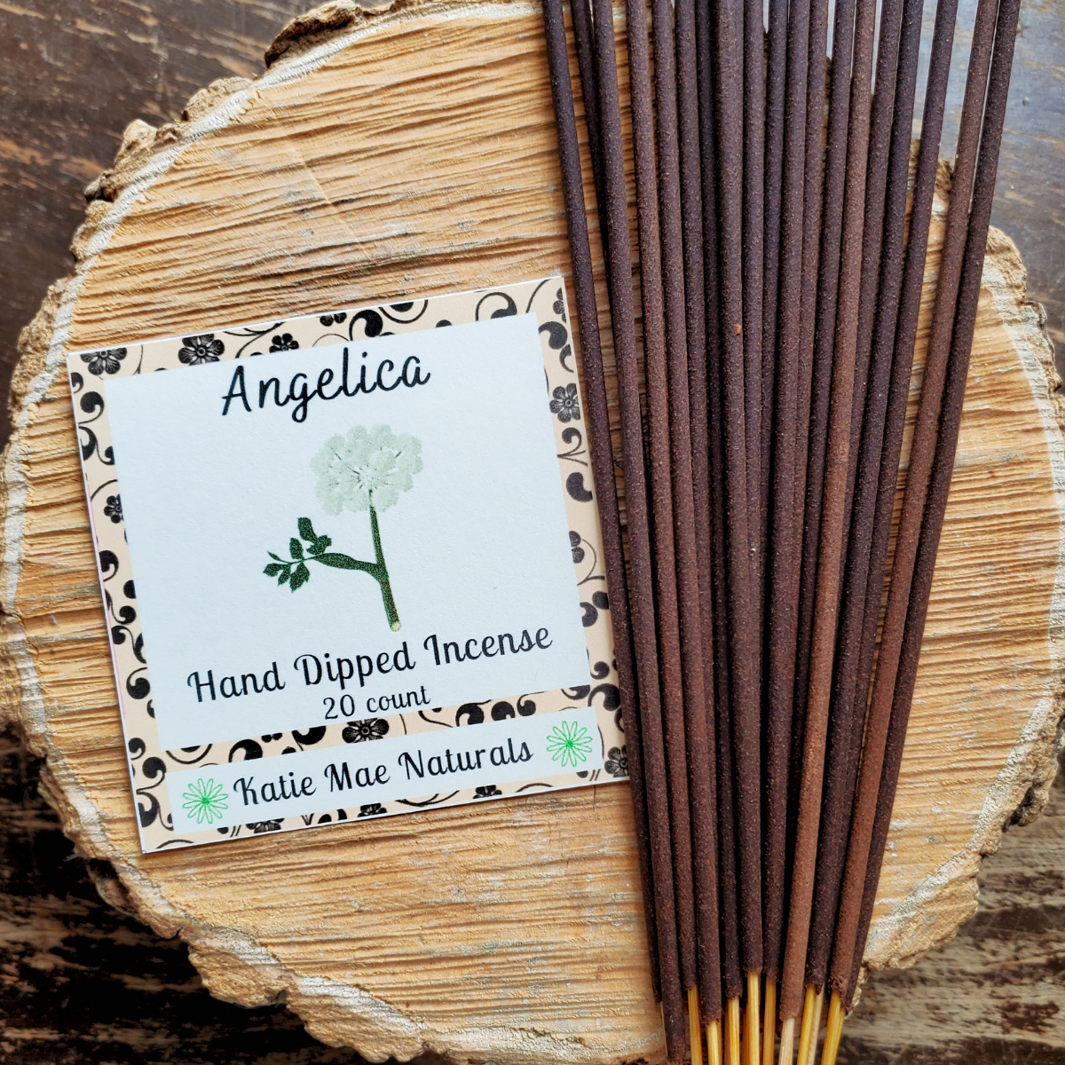Angelica scented hand dipped incense sticks