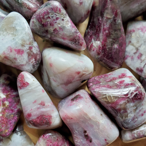 Pink tourmaline tumbled gemstones
