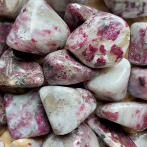 Pink tourmaline tumbled gemstones