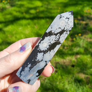 Ethically mined Snowflake Obsidian polished points