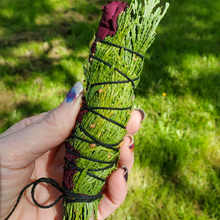 Load image into Gallery viewer, Incense cedar smudge stick with roses 
