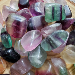 Tumbled rainbow fluorite, ethically sourced gemstones