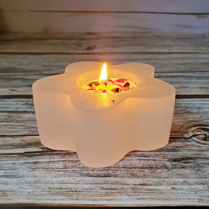 Flower shaped selenite crystal tea light candle holder