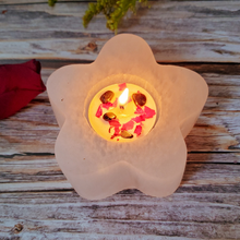Load image into Gallery viewer, Flower shaped selenite crystal tea light candle holder
