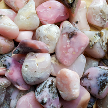 Load image into Gallery viewer, Ethically mined pink opal tumbled gemstones
