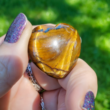 Load image into Gallery viewer, Gold tigers eye gemstone heart
