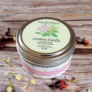 Jasmine vanilla scented Self love affirmation intention candle 