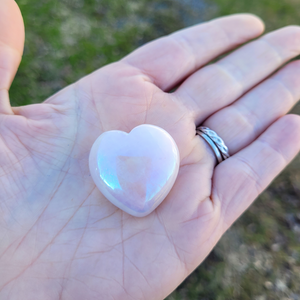 Small Aqua Aura Quartz Carved Crystal Heart - 30mm