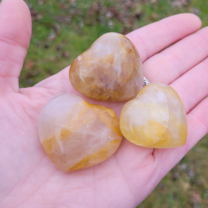 Golden healer quartz hearts