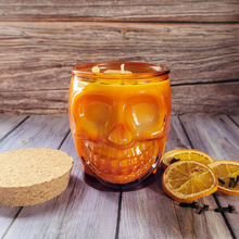 Load image into Gallery viewer, Skull Jar Abundance Intention Candle (Orange Clove) - 15 oz
