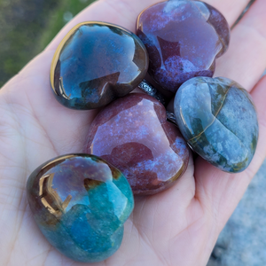 Small ocean jasper gemstone hearts 