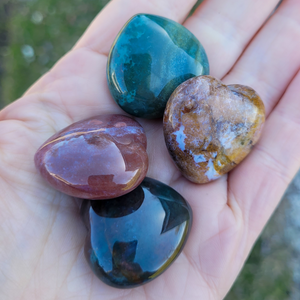 Small ocean jasper gemstone hearts